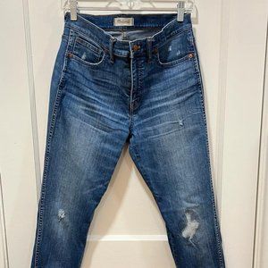 MADEWELL 9" HIGH RISE DISTRESSED SKINNY JEANS RAW HEM SIZE 29